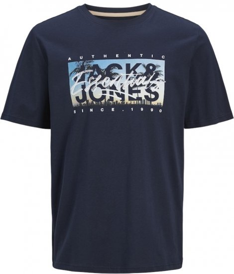 Jack & Jones Colton Photoprint Crew Neck T-Shirt Dark Navy - Herren-T-Shirts - Herren-T-Shirts in großen Größen