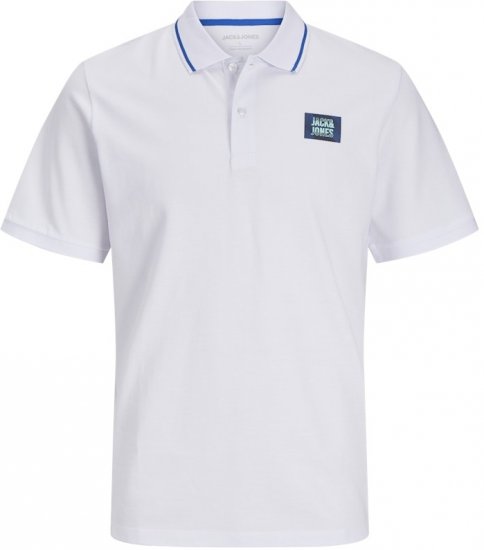 Jack & Jones Hudson Short Sleeve Polo White - Polo-shirts für herren - Polo-Shirts für Herren in großen Größen