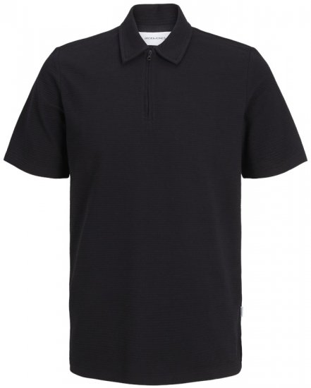 Jack & Jones Benja Short Sleeve Zip Polo Black - Polo-shirts für herren - Polo-Shirts für Herren in großen Größen
