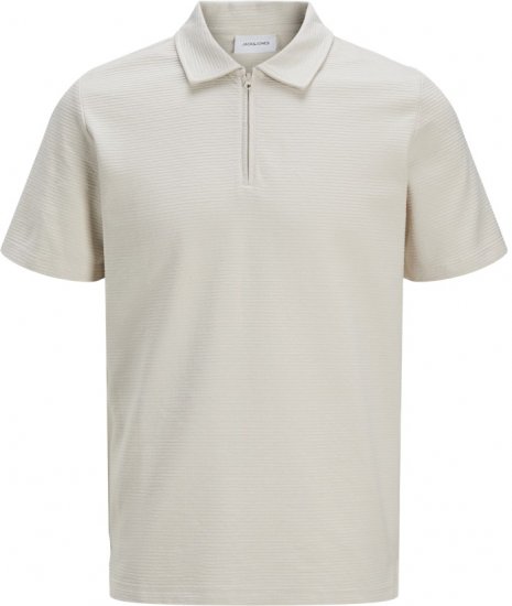 Jack & Jones Benja Short Sleeve Zip Polo Grey - Polo-shirts für herren - Polo-Shirts für Herren in großen Größen