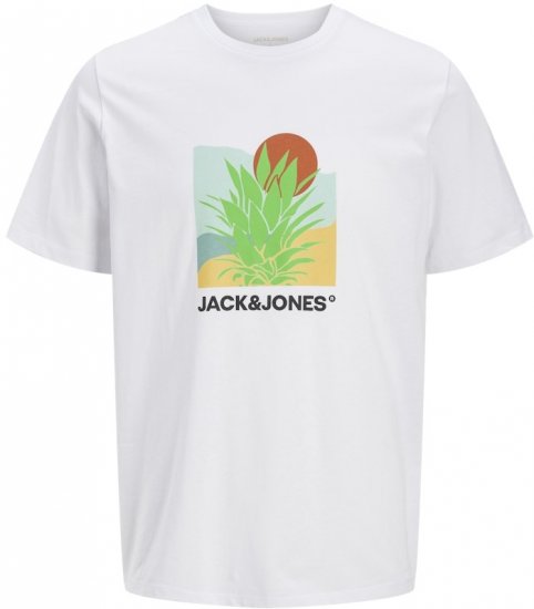 Jack & Jones Barbados Graphic Crew Neck T-Shirt White - Herren-T-Shirts - Herren-T-Shirts in großen Größen