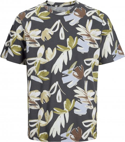 Jack & Jones Varenna AOP Crew Neck T-Shirt Grey - Herren-T-Shirts - Herren-T-Shirts in großen Größen