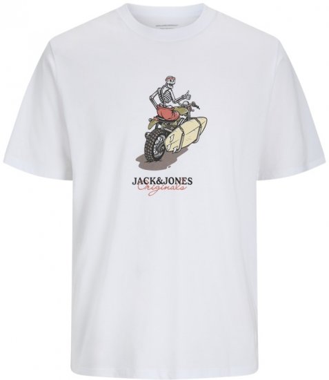 Jack & Jones Skull Coast Crew Neck T-Shirt Bright White - Herren-T-Shirts - Herren-T-Shirts in großen Größen