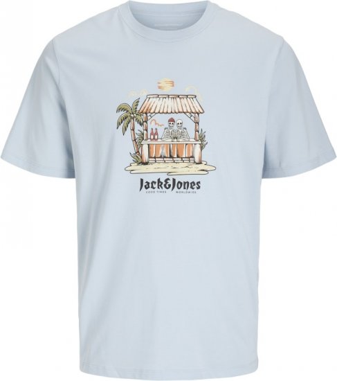 Jack & Jones Skull Coast Crew Neck T-Shirt Light Blue - Herren-T-Shirts - Herren-T-Shirts in großen Größen