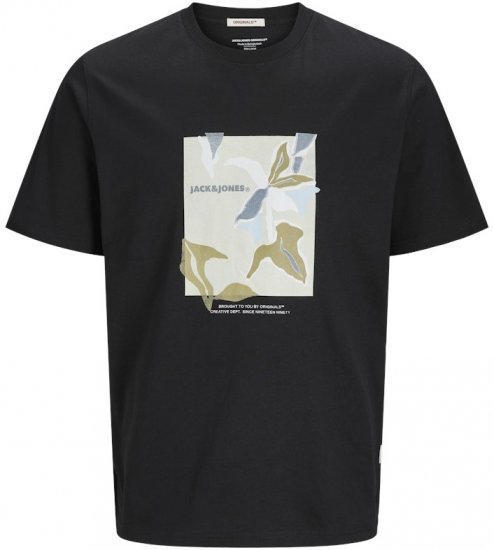 Jack & Jones Almeria Front Print Crew Neck T-Shirt Black - Herren-T-Shirts - Herren-T-Shirts in großen Größen