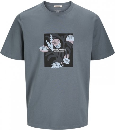 Jack & Jones Almeria Front Print Crew Neck T-Shirt Grey - Herren-T-Shirts - Herren-T-Shirts in großen Größen