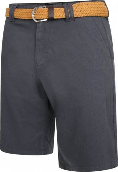 Kam Jeans 3402 Belted Dobby Weave Stretch Chino Shorts Charcoal - Herrenshorts - Herrenshorts in großen Größen