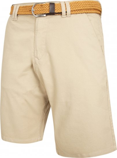 Kam Jeans 3402 Belted Dobby Weave Stretch Chino Shorts Beige - Herrenshorts - Herrenshorts in großen Größen