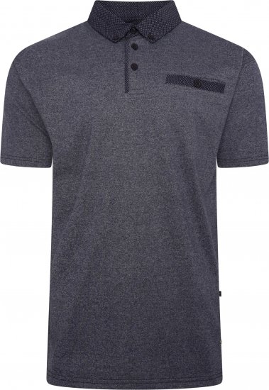 Kam Jeans 5501 Marl Polo with Contrast Dobby Woven Collar Indigo - Polo-shirts für herren - Polo-Shirts für Herren in großen Größen