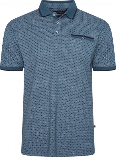 Kam Jeans 5517 Geo-Print Polo Blue - Polo-shirts für herren - Polo-Shirts für Herren in großen Größen
