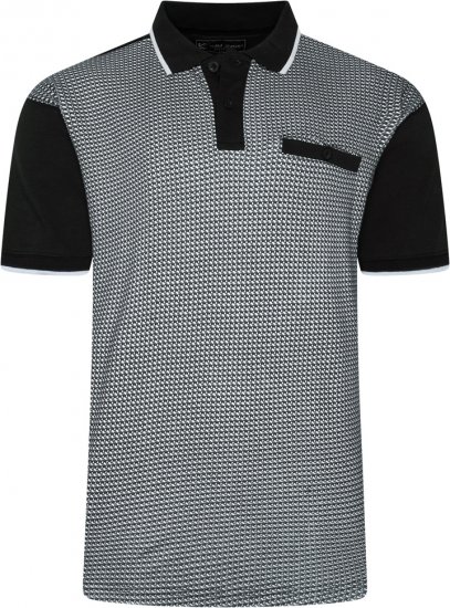 Kam Jeans 5518 Smart Mini Geo-Print Polo Black - Polo-shirts für herren - Polo-Shirts für Herren in großen Größen