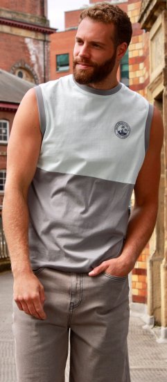 Kam Jeans 5764 Palm Springs Vest Sleeveless T-Shirt Griffin Grey - Herren-T-Shirts - Herren-T-Shirts in großen Größen
