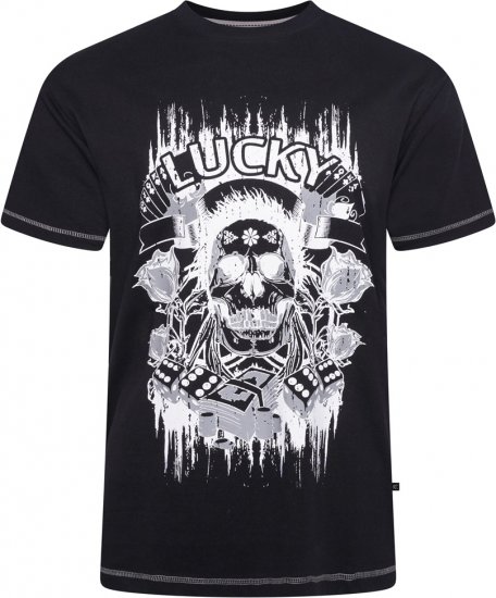 Kam Jeans 5770 Lucky Skull T-Shirt Black - Herren-T-Shirts - Herren-T-Shirts in großen Größen