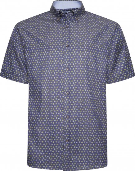 Kam Jeans P033 Premium Floral Print Short Sleeve Shirt Navy - Herrenhemden - Herrenhemden in großen Größen