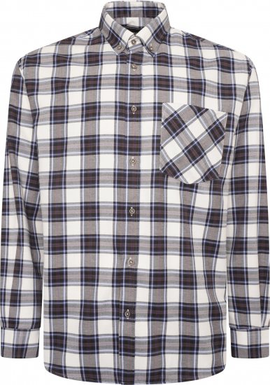 Kam Jeans P039 Premium Cotton Check Long Sleeve Shirt Navy - Herrenhemden - Herrenhemden in großen Größen