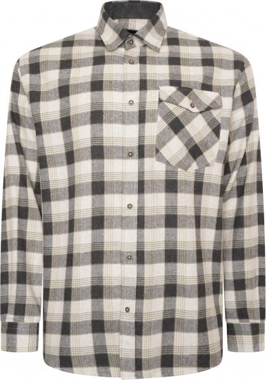 Kam Jeans P040 Premium Flannel Retro Check Shirt Charcoal - Herrenhemden - Herrenhemden in großen Größen