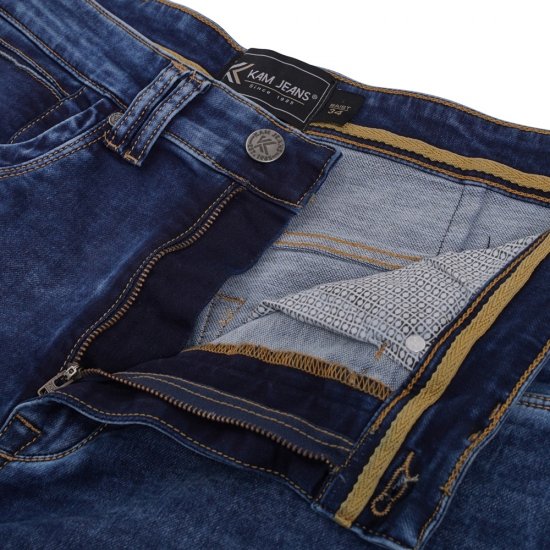 Kam Jeans Pepe Knitted Denim Shorts Random Mid Wash Blue - Herrenshorts - Herrenshorts in großen Größen