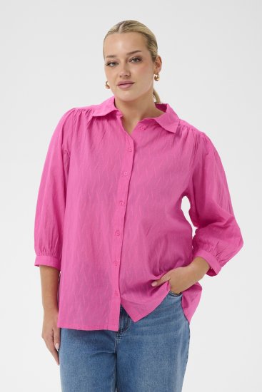 Kaffe Curve Gabby Hemd mit verkürzten Ärmeln Pink - Hemdblusen - 