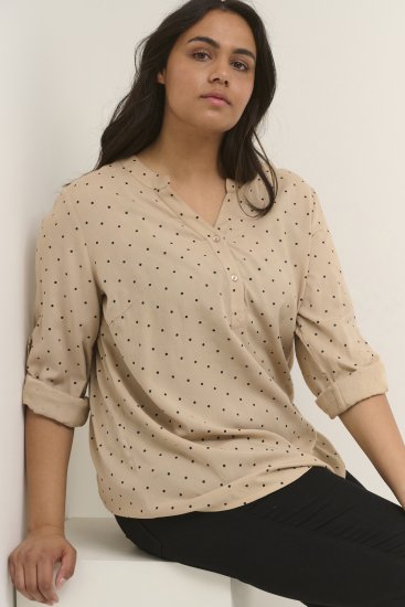 Kaffe Curve Joy Bluse Nomad/Schwarz Gepunktet - Blusen & Tuniken - 