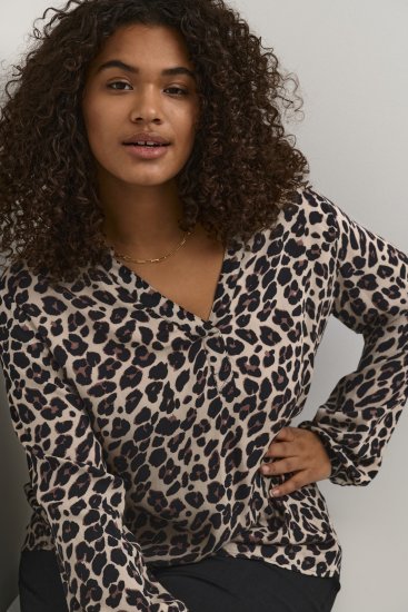 Kaffe Curve Mirta Tilly Bluse Leoparden-Print - Blusen & Tuniken - 