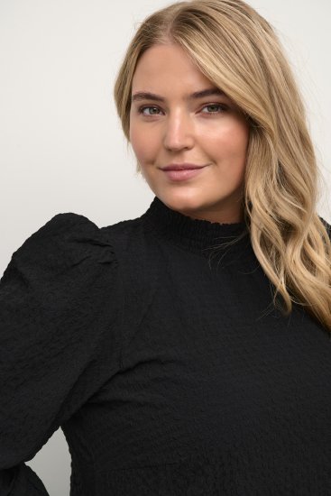 Kaffe Curve Ditta Smock Bluse Tiefschwarz - Blusen & Tuniken - 