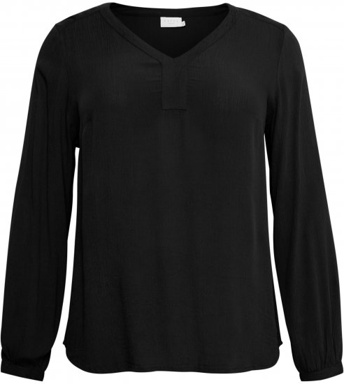 Kaffe Curve Ami Langarm Bluse Tiefschwarz - T-Shirts - 
