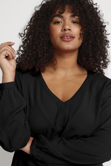 Kaffe Curve Ami Langarm Bluse Tiefschwarz - T-Shirts - 