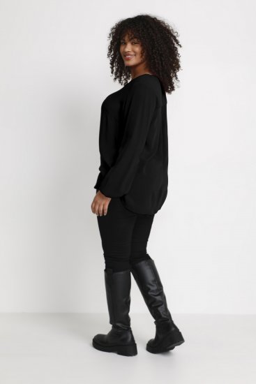 Kaffe Curve Ami Langarm Bluse Tiefschwarz - T-Shirts - 