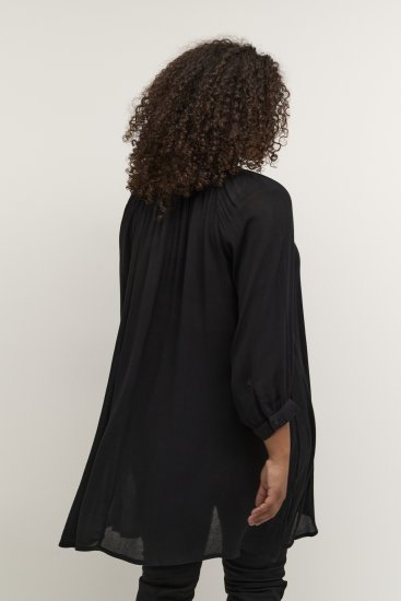 Kaffe Curve Ami 3/4-Arm Tunika Tiefschwarz - T-Shirts - 