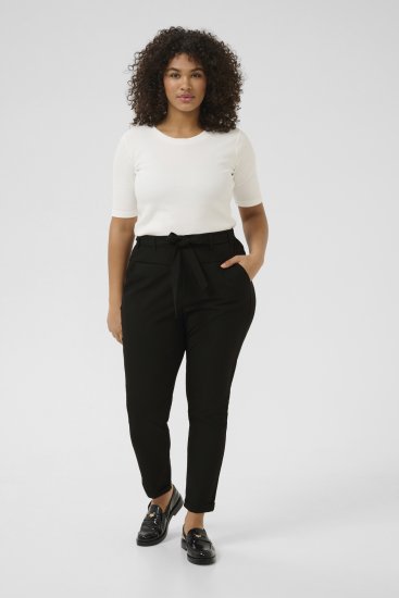Kaffe Curve Jia Hose mit Gürtel Tiefschwarz - Jeans & Hosen in Großen Größen – Plus Size - 