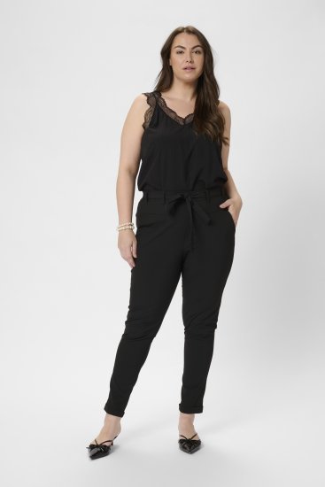 Kaffe Curve Jia Hose mit Gürtel Tiefschwarz - Jeans & Hosen in Großen Größen – Plus Size - 