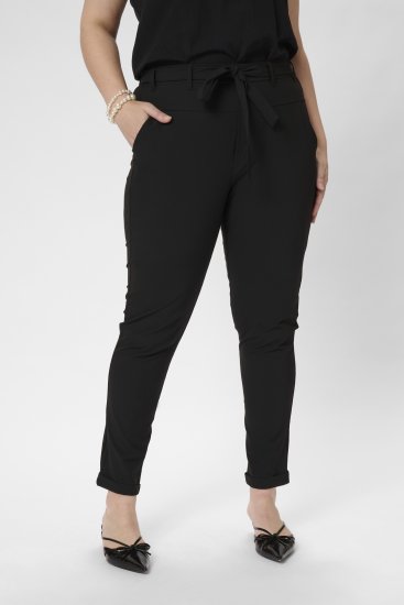 Kaffe Curve Jia Hose mit Gürtel Tiefschwarz - Jeans & Hosen in Großen Größen – Plus Size - 