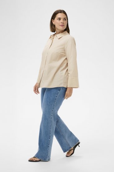 Kaffe Curve Josa Shirt Feather Grey Stripe - Hemdblusen - 