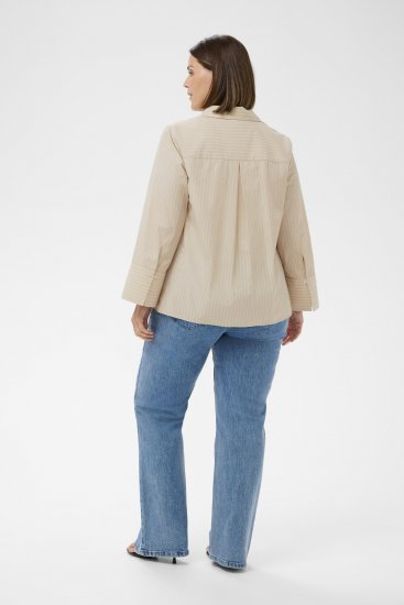 Kaffe Curve Josa Shirt Feather Grey Stripe - Hemdblusen - 