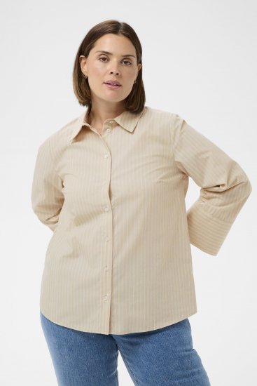 Kaffe Curve Josa Shirt Feather Grey Stripe - Hemdblusen - 