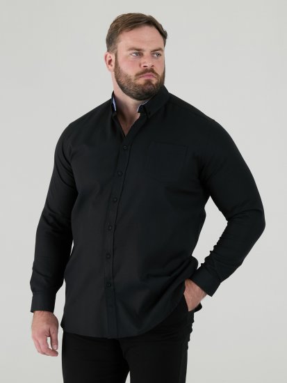 D555 Richard Langarm Oxford-Hemd TALL Schwarz - TALL hemden - 
