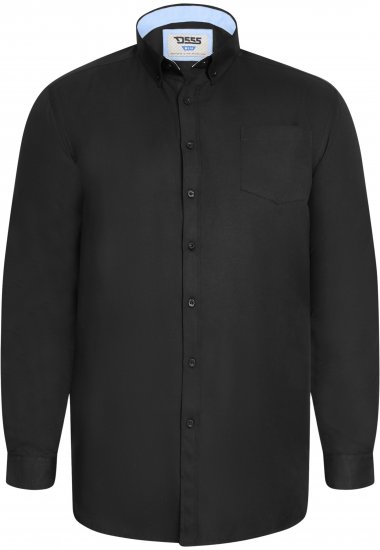D555 Richard Langarm Oxford-Hemd TALL Schwarz - TALL hemden - 