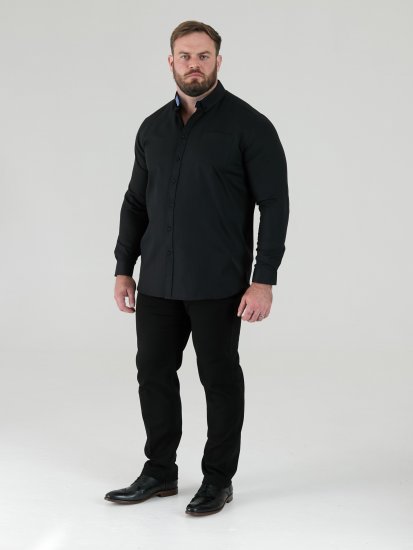 D555 Richard Langarm Oxford-Hemd TALL Schwarz - TALL hemden - 
