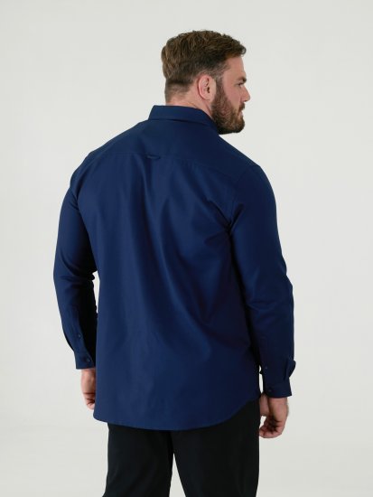 D555 Richard Langarm Oxford-Hemd TALL Navy - TALL hemden - 