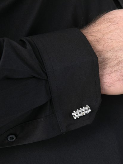 D555 Oliver Fleckenabweisendes Bügelfreies Stretch-Langarmhemd Schwarz - Herrenhemden - Herrenhemden in großen Größen