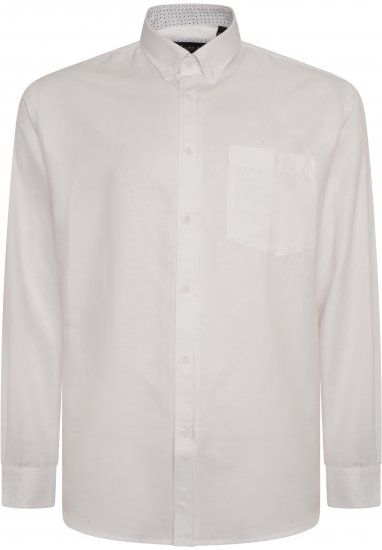 Kam Jeans P020 Premium Long sleeve Oxford Shirt White - Herrenhemden - Herrenhemden in großen Größen