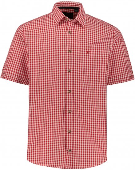 JP1880 Shirt Traditional Checked Short Sleeve Red - Herrenhemden - Herrenhemden in großen Größen