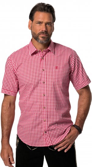 JP1880 Shirt Traditional Checked Short Sleeve Red - Herrenhemden - Herrenhemden in großen Größen