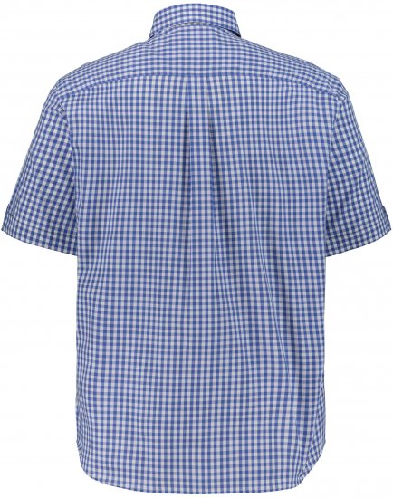JP1880 Short Sleeve Check Print Traditional Shirt Blue - Herrenhemden - Herrenhemden in großen Größen