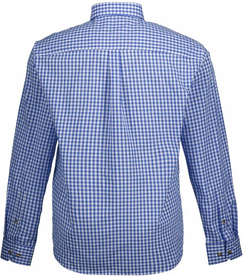 JP1880 Shirt Traditional Checked Long Sleeve Blue - Herrenhemden - Herrenhemden in großen Größen