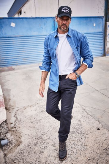 JP1880 Shirt Denim Long Sleeve Blue TALL - HERRENBEKLEIDUNG MT-6XLT - Langgrößen für Herren