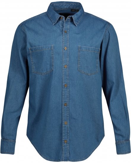 JP1880 Shirt Denim Long Sleeve Blue TALL - HERRENBEKLEIDUNG MT-6XLT - Langgrößen für Herren