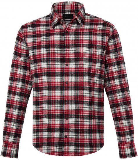 JP1880 Shirt Flannel Checked Long Sleeve Red TALL - HERRENBEKLEIDUNG MT-6XLT - Langgrößen für Herren