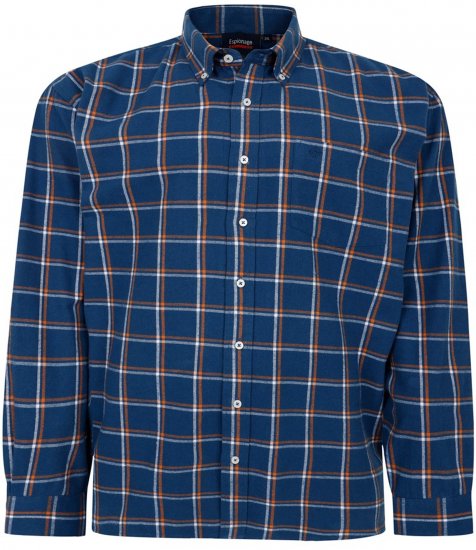 Espionage SH421 Long Sleeve Checked Shirt Blue/Orange - Langärmlige hemden - 