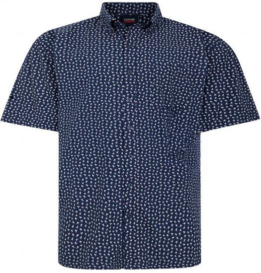 Espionage SH439 Mini Flamingo Printed Short Sleeve Shirt Navy - Herrenhemden - Herrenhemden in großen Größen